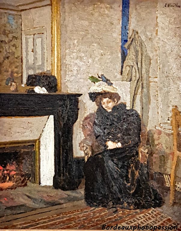 La visiteuse (femme assise au coin de la cheminée) vers 1900 Édouard Vuillard